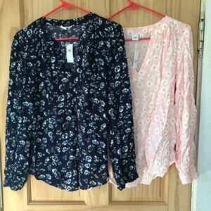 NWT Gap Long Sleeve Floral Popover Tops - Bundle of 2, Sz M